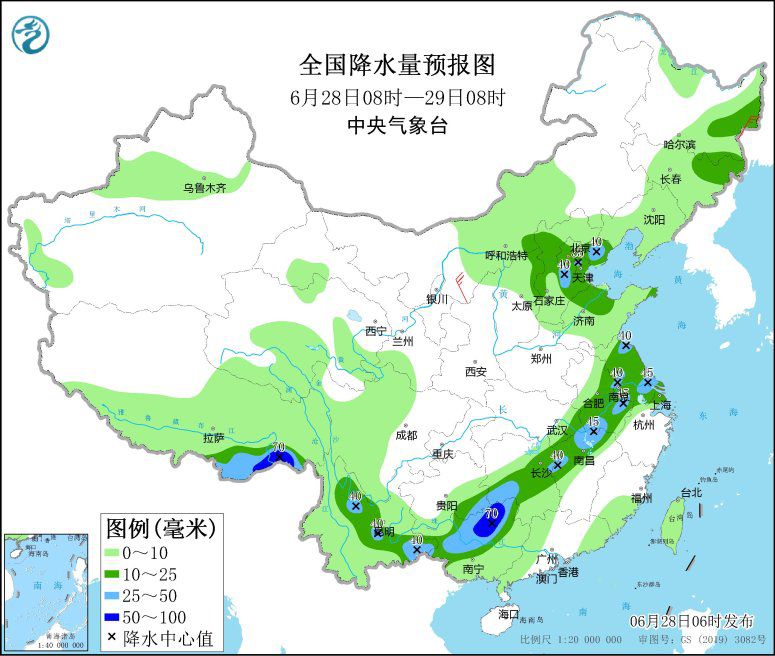 江南華南等地有較強降水 部分地區(qū)伴有雷暴大風(fēng)或冰雹