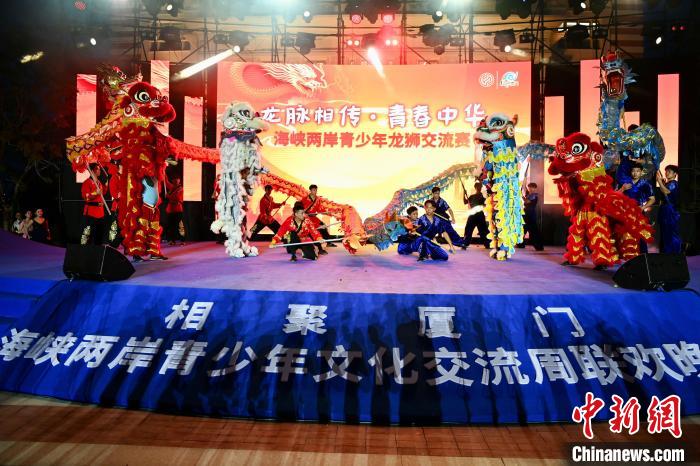 兩岸青少年同臺呈現(xiàn)龍獅表演?！⊥鯑|明 攝