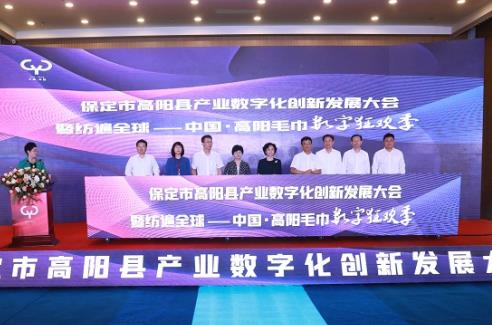 高陽縣產(chǎn)業(yè)數(shù)字化創(chuàng)新發(fā)展大會(huì)暨毛巾數(shù)字狂歡季啟動(dòng)。班靜怡攝