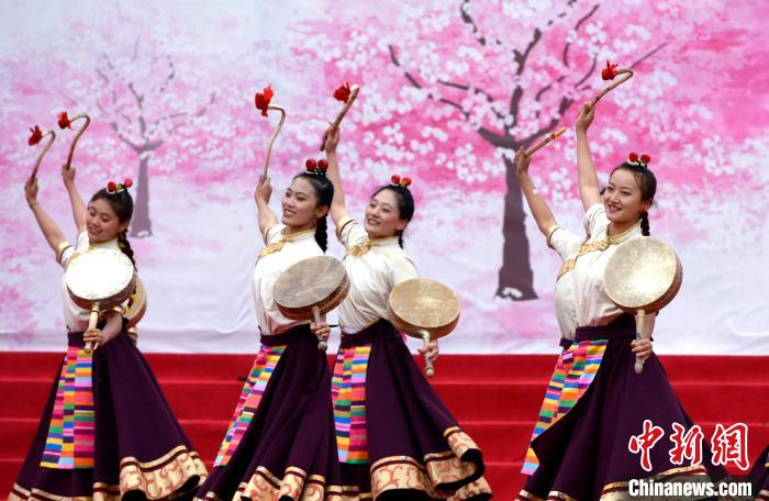 3月28日，西藏林芝第二十屆桃花旅游文化節(jié)開幕式上的文藝表演?！±盍?攝